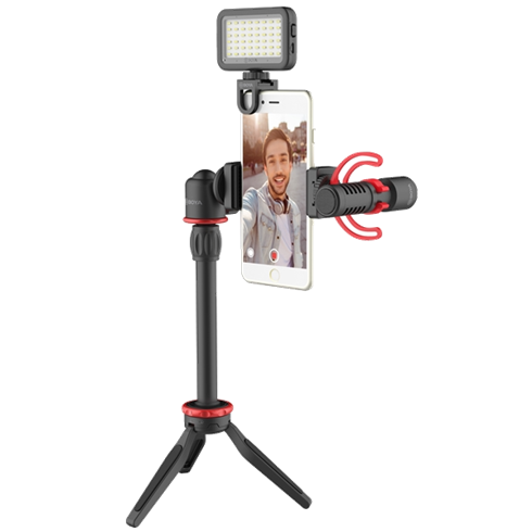 Boya Vlogging Kit mit BY-MM1 + und Smartphone Halter + LED