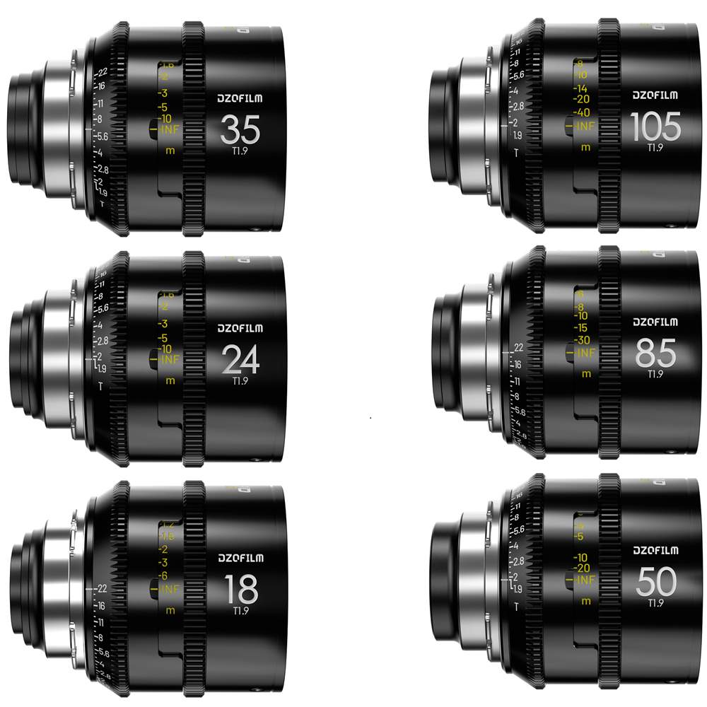 DZOFILM Vespid Prime 2 18/24/35/50/85/105 mm T1.9 PL mit Case (Meterskala)