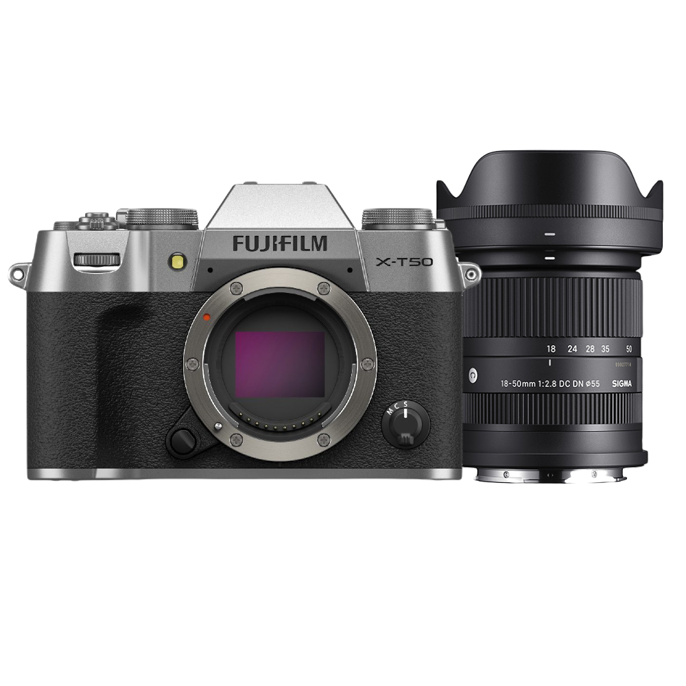 Fujifilm X-T50 Gehäuse Silber + Sigma 18-50mm F/2.8 DC DN Contemporary Fujifilm X