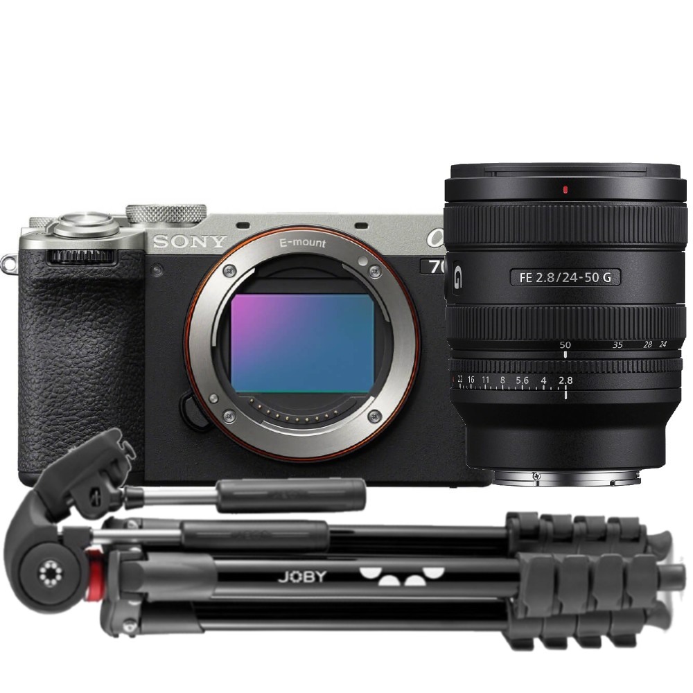 Sony Alpha 7C II Silber + 24-50mm F/2.8 + Joby Compact Advanced Stativ