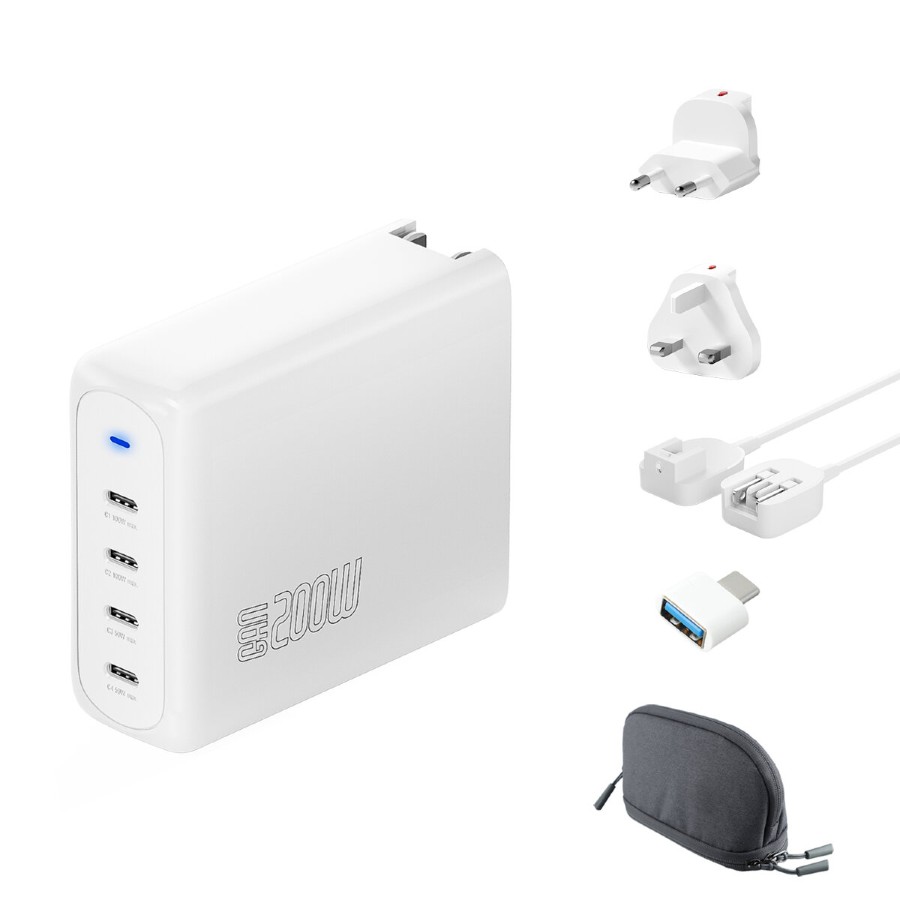 4smarts GaN Flex Pro 200W 4 USB-C Ladegerät Travel Edition