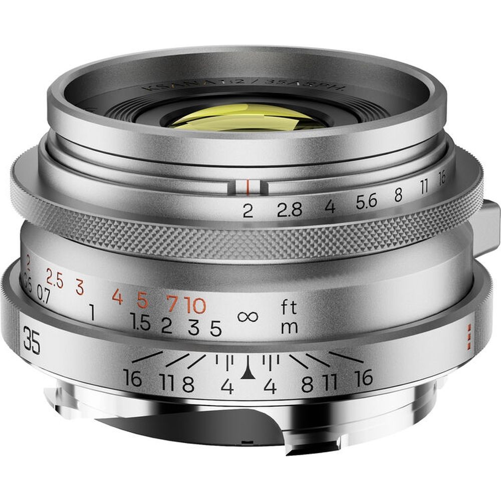 Thypoch Vollformat Ksana 35 mm F/2 ASPH. mit Gegenlichtblende Leica M, Silberchrom