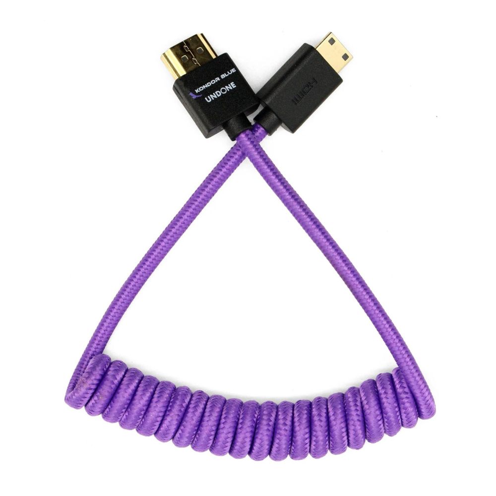 Kondor Blue Gerald Undone Mini HDMI auf Full HDMI Kabel 12"-24" gerollt, lila