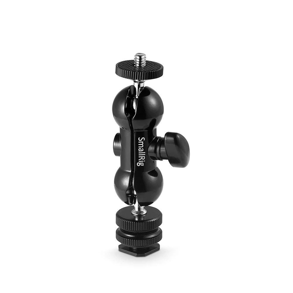 SmallRig 1135 Cool-Ballhead-V1 Multifunktions-Doppelkugelkopf mit Schuhhalterung und 1/4" Schraube