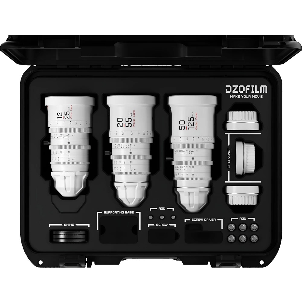 DZOFilm Pictor Zoom 3-Linsen-Kit 12-25/20-55/50-125 T2.8 – Weiß